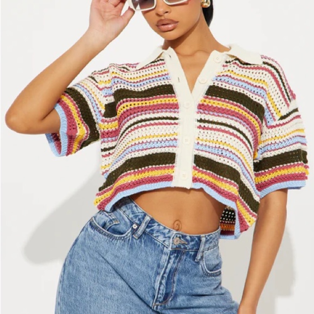 Multicolor Striped Crochet Top